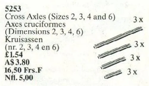 LEGO 5253-1 Cross Axles (Sizes 2, 3, 4, 6)