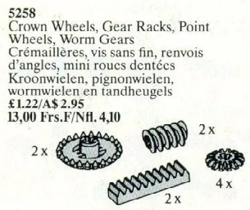 LEGO 5258-1 Crown Wheels, Gear Racks, Point Wheels, Worm Gears