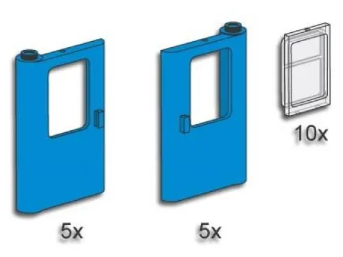 LEGO 3736-1 Blue Train Doors with Panes