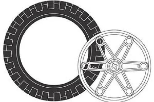 LEGO 970047-1 Large Tire and Hub (2 tires 2 hubs)