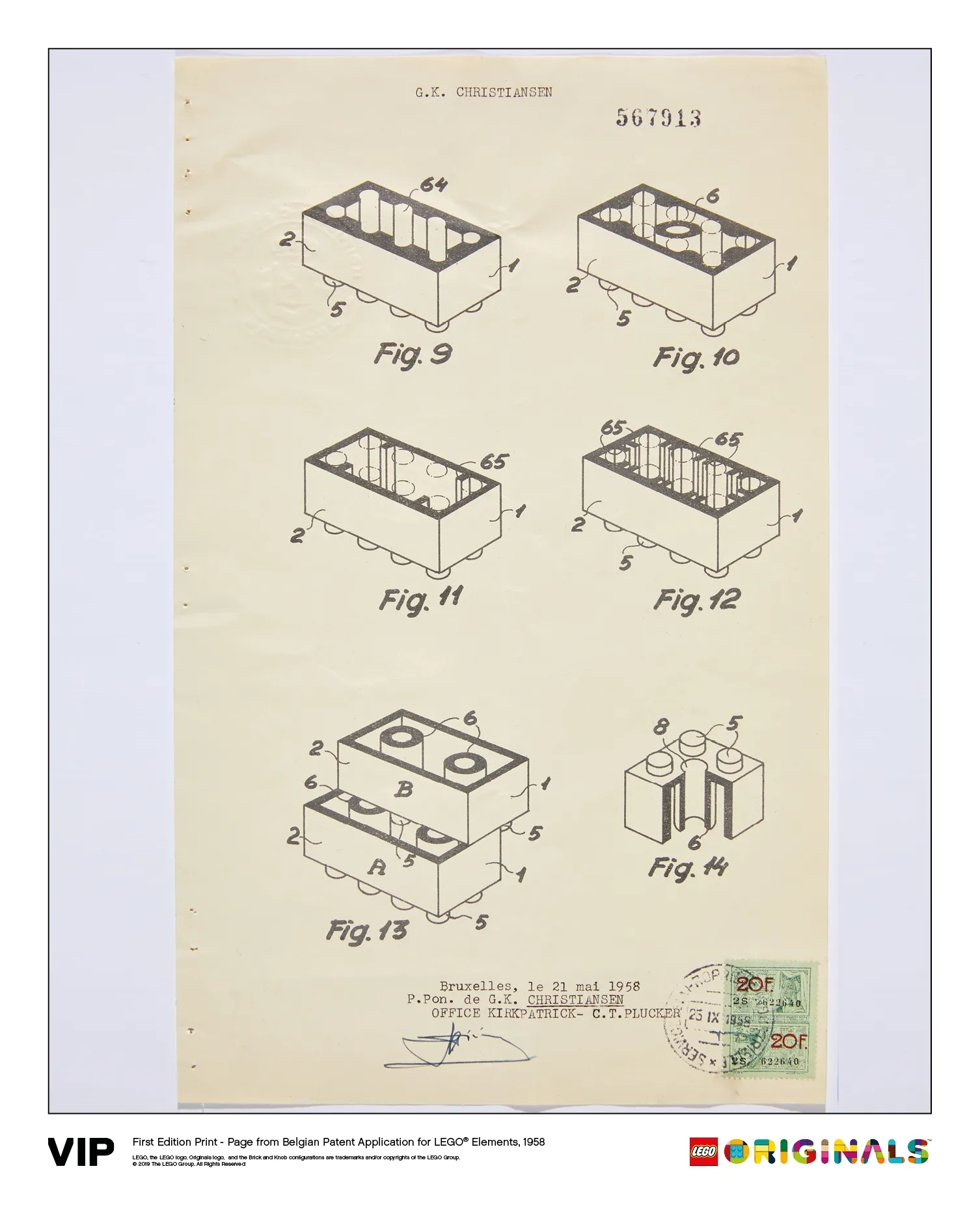 LEGO 5005996-1 Belgian Patent LEGO Elements 1958
