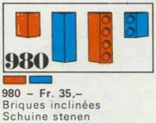 LEGO 980-1 23 sloping bricks, including roof peak bricks, Red