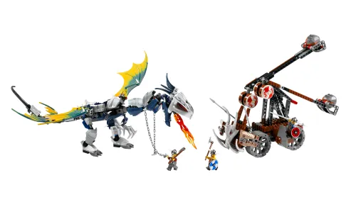 LEGO 7021-1 Viking Double Catapult versus the Armored Ofnir Dragon