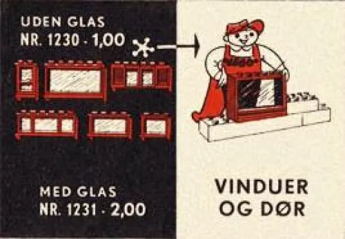 LEGO 1231-2 Windows and Door with Glass, Red