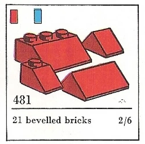 LEGO 481-3 Slopes and Slopes Double 2 x 3 and 2 x 1, Red (The Building Toy)