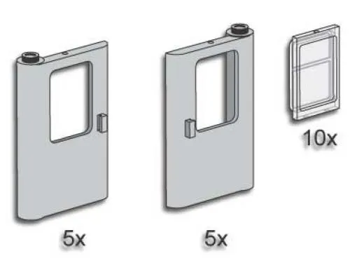 LEGO 3735-1 Grey Train Doors with Panes