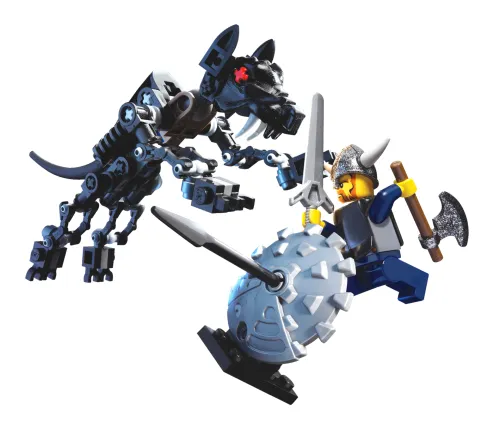 LEGO 7015-1 Viking Warrior challenges the Fenris Wolf
