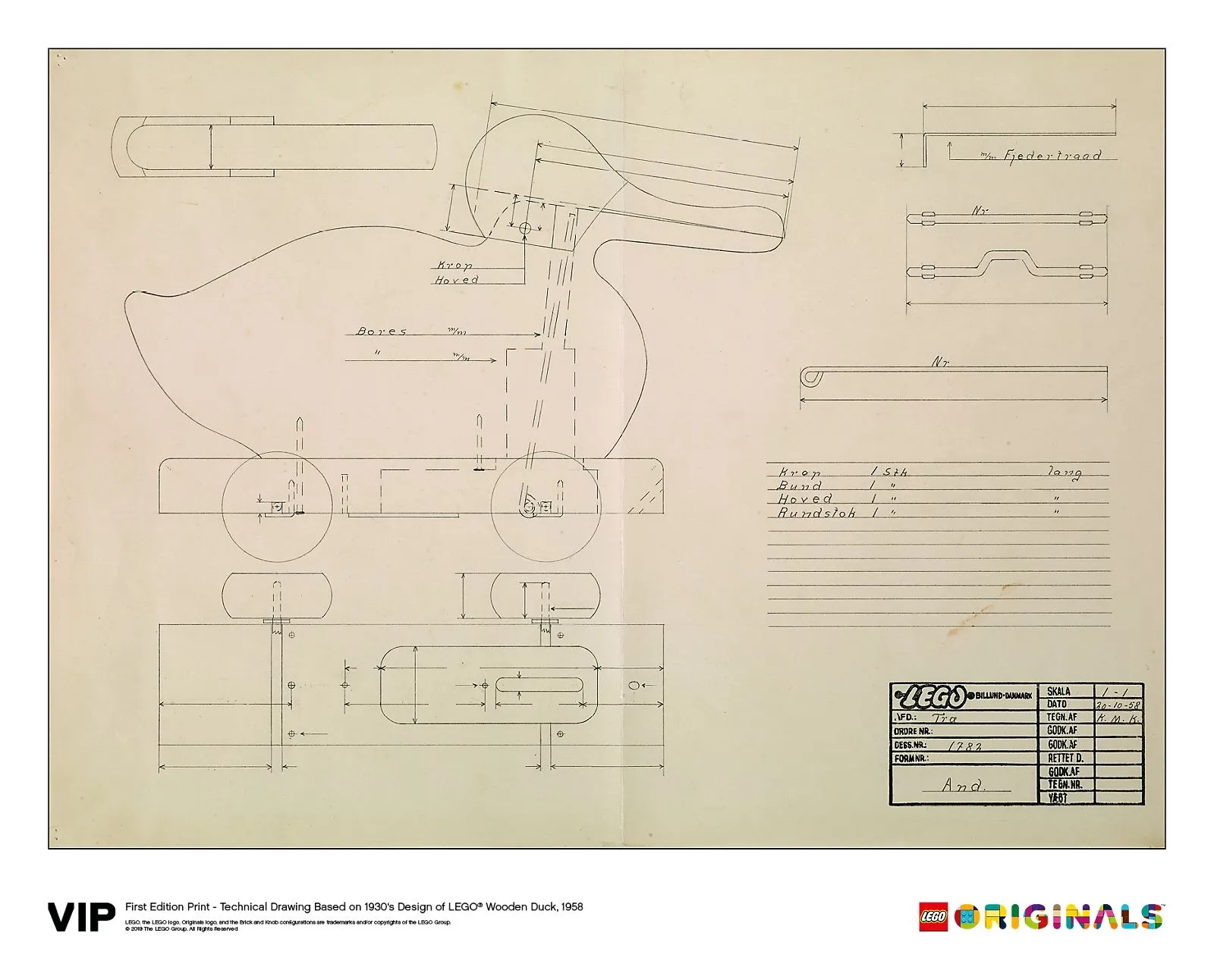 LEGO 5005999-1 1st Edition of Wooden Duck Print, 1958