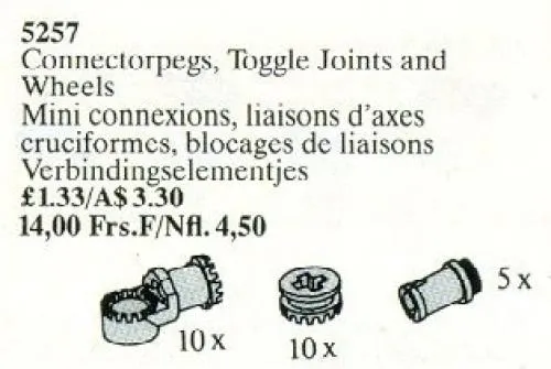 LEGO 5257-1 Connector Pegs, Toggle Joints, and Wheels