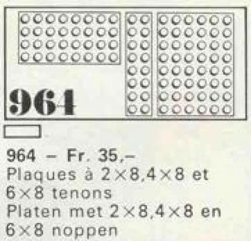 LEGO 964-1 10 building plates 2 x 8, 4 x 8, 6 x 8