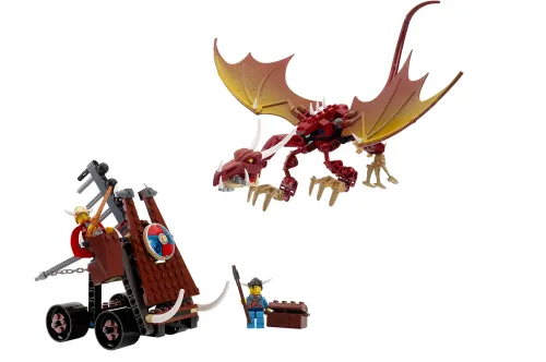 LEGO 7017-1 Viking Catapult versus the Nidhogg Dragon
