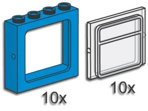 LEGO 3734-1 Train Windows with Panes Blue