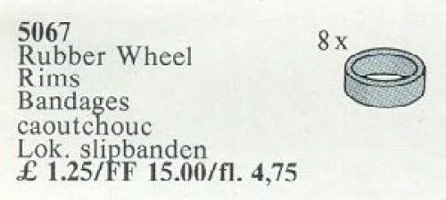 LEGO 5067-1 Rubber Wheel Rims, Grey