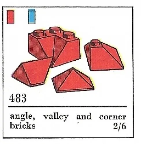 LEGO 483-4 Angle, Valley and Corner Slopes, Red (The Building Toy)