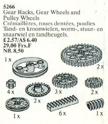 LEGO 5266-1 Gear Wheel Assortment / Gear Racks, Gear Wheels and Pulley Wheels