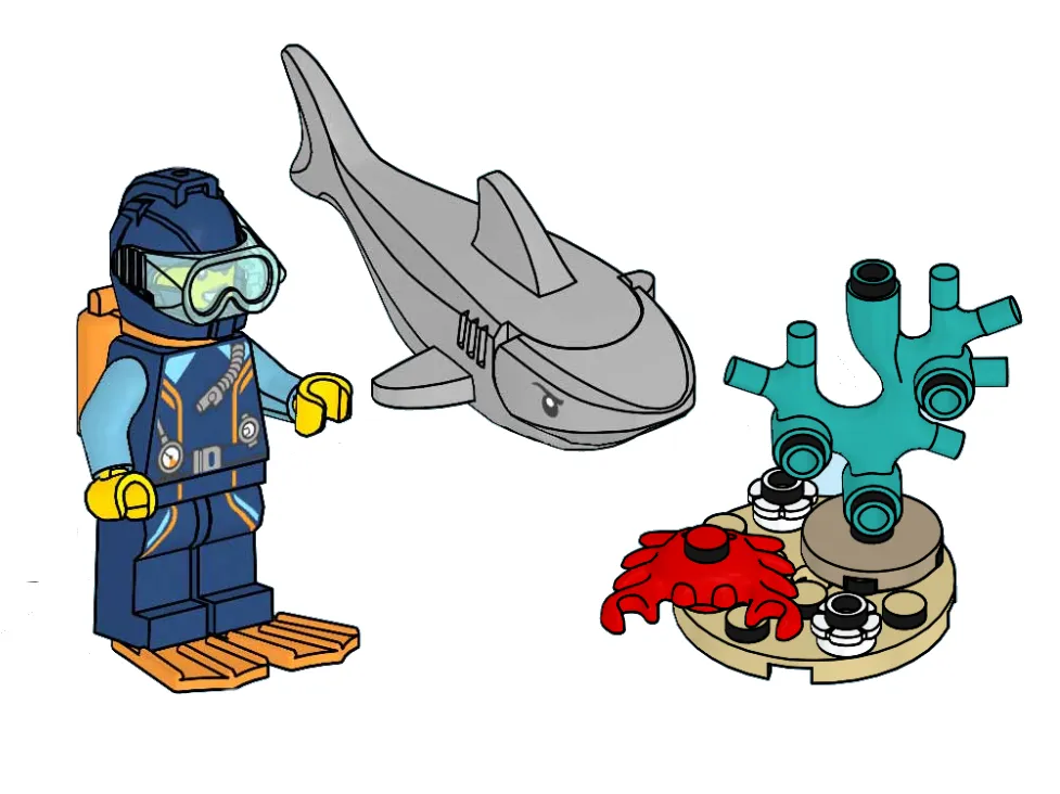 LEGO 952406-1 Diver, Shark and Crab