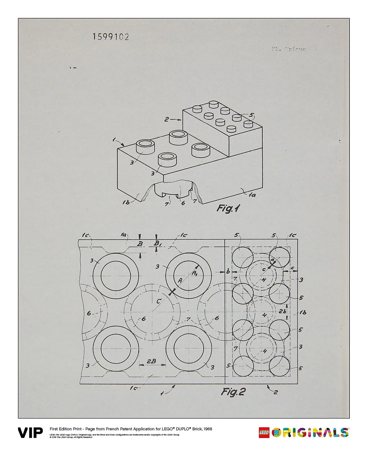 LEGO 5005998-1 French Patent LEGO DUPLO Brick 1968